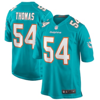 mens nike zach thomas aqua miami dolphins game retired playe